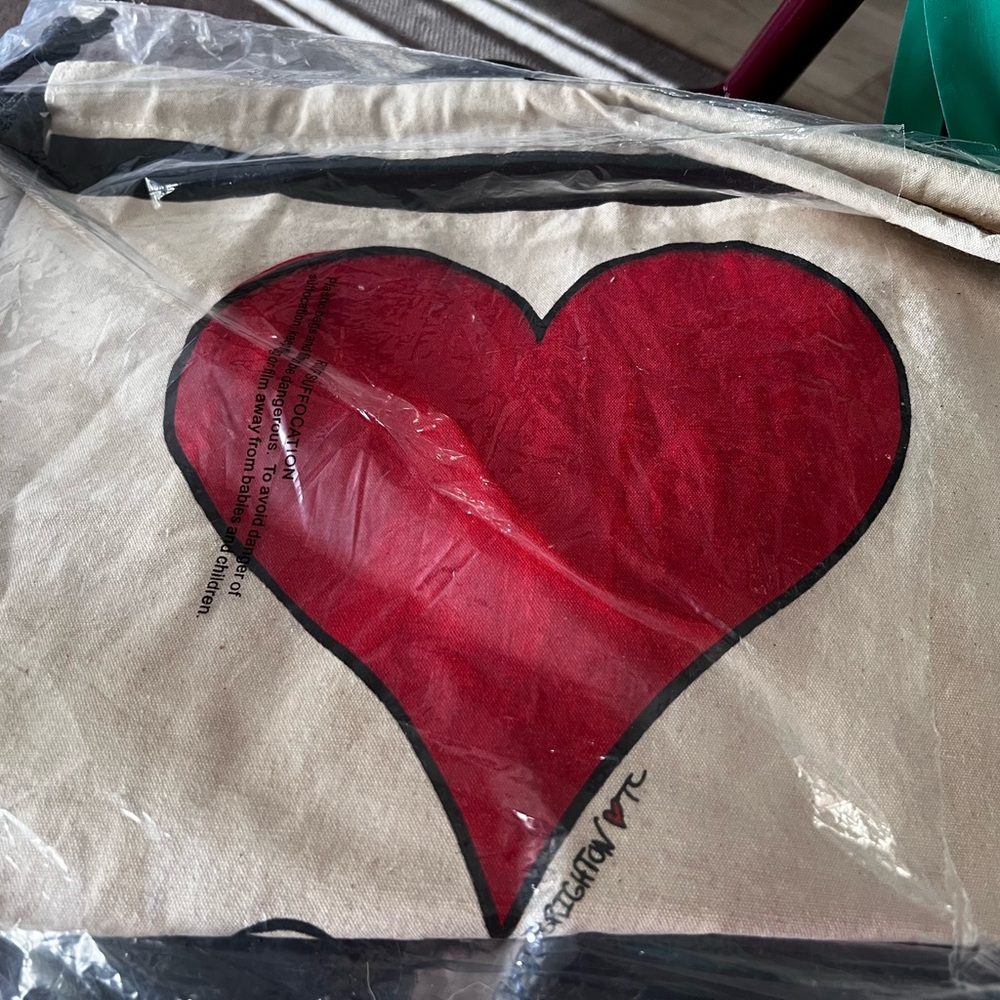 Brighton Canvas Tote Bag with Red Heart Graphic